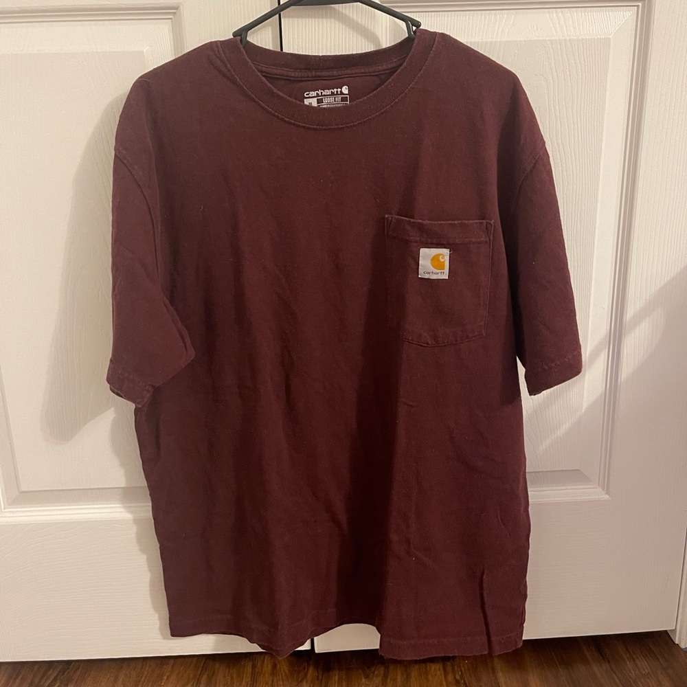 Men’s Red Short-Sleeve Loose Fit Carhartt Tee-Shirt, Size M